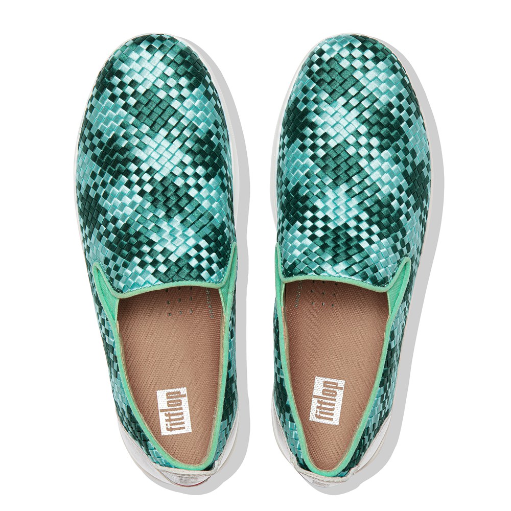 Fitflop Womens Slip-on - Rally Silky-weave Sneakers - Mint Green - 821-RCFUIN